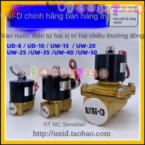 Van điện từ nước, mở và khóa nước bằng điện UNI-D cút ren trong phi 21 UW-15