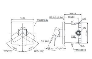 Van điều chỉnh nóng lạnh Toto TBG07303V/TBN01001B