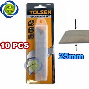 Vỉ 10 lưỡi dao rọc giấy Tolsen 30017 (25 x 125 x 0,7 mm)