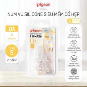 Vỉ 2 núm ti silicone mềm Pigeon size L (7 tháng trở lên)