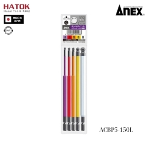 Vỉ 5 mũi vít đầu lục giác bi dài 150mm Anex ACBP5-150L
