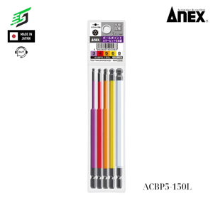 Vỉ 5 mũi vít đầu lục giác bi dài 150mm Anex ACBP5-150L