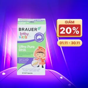 Viên bổ sung DHA cho bé Brauer Baby & Kids Ultra Pure DHA (7+ months) 60 viên