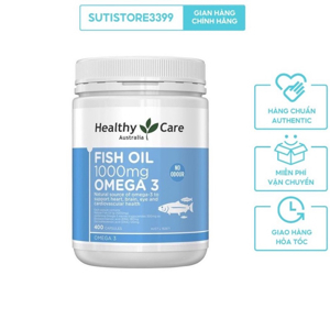 Viên dầu cá Healthy Care Fish Oil Omega 3 - 1000 mg, 400 viên