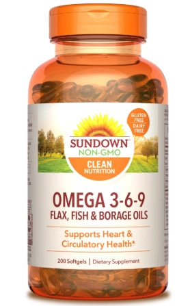 Viên dầu cá Omega 3-6-9 Sundown Naturals 200 viên của Mỹ