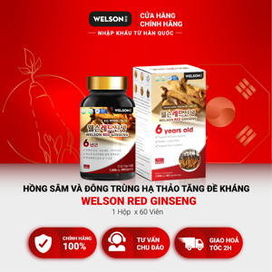 Viên hồng sâm bồi bổ sức khỏe Welson Red Ginseng, Hộp 60 viên