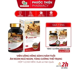 Viên hồng sâm bồi bổ sức khỏe Welson Red Ginseng, Hộp 60 viên