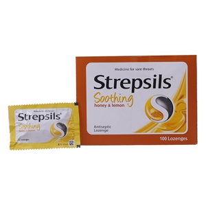 Viên ngậm kháng khuẩn, giảm ho hương chanh mật ong Strepsils Honey Lemon (50 gói x 2 viên/hộp)