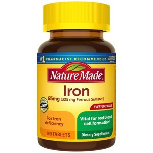 Viên uống bổ sung Sắt Nature Made 65mg 180 viên