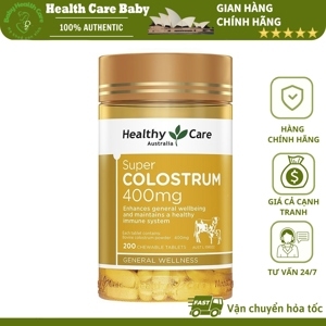 Viên sữa bò non Healthy Care Super Colostrum 400mg 200 Chewable tabletss