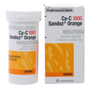 Viên sủi Ca-C 1000mg  Sandoz Orange Tube 10 viên