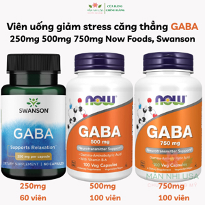 Viên uống bổ não giảm stress Now Gaba 500mg chai 100 viên