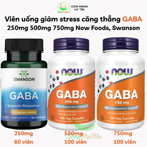 Viên uống bổ não giảm stress Now Gaba 500mg chai 100 viên