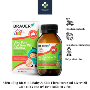 Viên uống bổ sung Brauer Baby & Kids Ultra Pure Cod Liver Oil (12+ months) 90 viên