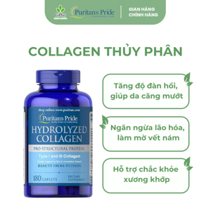 Viên uống bổ sung collagen Puritan's pride Hydrolyzed collagen - 180 viên