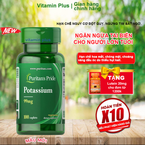 Viên uống bổ sung Kali Puritan's Pride Potassium Citrate 100 viên