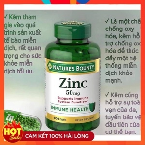 Viên uống bổ sung kẽm Nature’s Bounty Zinc 50mg 100 viên