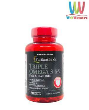 Viên uống bổ sung Omega chăm sóc tim mạch Puritan's Pride Triple Omega 3-6-9 - 120 viên