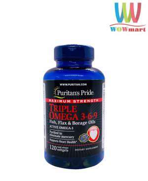 Viên uống bổ sung Omega chăm sóc tim mạch Puritan's Pride Triple Omega 3-6-9 - 120 viên