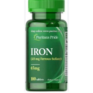 Viên uống bổ sung sắt Puritan's Pride Ferrous Sulfate 65mg Iron 100 viên