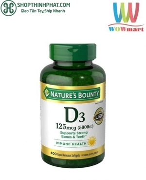 Viên uống bổ sung Vitamin D3-5000IU Nature’s Bounty 400 viên