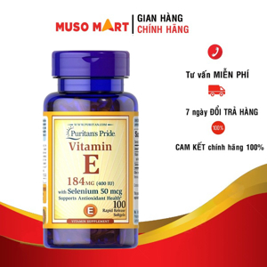 Viên uống bổ sung Vitamin E-400 iu Puritan's Pride with Selenium 50 mcg 100 viên của Mỹ