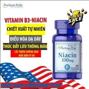 Viên uống bổ sung Vitamin PP Puritan's Pride Niacin 100mg 100 viên