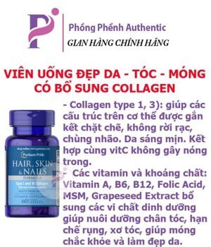 Viên uống bổ tóc, da, móng Puritan's Pride Hair, Skin & Nails 60 viên
