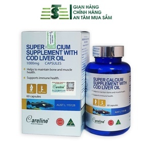 Viên Uống Canxi Bổ Sung Dầu Gan Cá Careline Super Calcium Supplement With Cod Liver Oil 1000mg 60 Viên