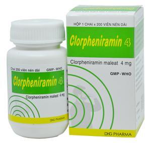 Viên uống điều trị viêm mũi dị ứng Clorpheniramin 4mg