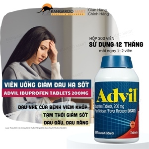 Viên uống giảm đau Advil  Ibuprofen, 200mg -  Nhanh chóng làm dịu các cơn đau 300v