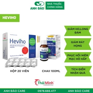 Viên uống giảm ho, long đờm heviho 20 viên