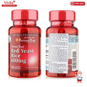 Viên uống hỗ trợ tiêu hóa Puritan's Pride Red Yeast Rice 60 viên