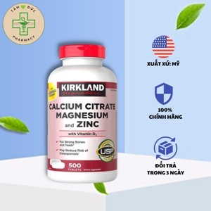 Viên uống Kirkland Calcium Citrate Magnesium and Zinc 500 viên của Mỹ