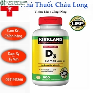 Viên uống Kirkland Signature Extra Strength Vitamin D3 2000 IU - 600 viên