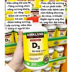 Viên uống Kirkland Signature Extra Strength Vitamin D3 2000 IU - 600 viên