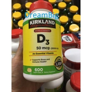 Viên uống Kirkland Signature Extra Strength Vitamin D3 2000 IU - 600 viên