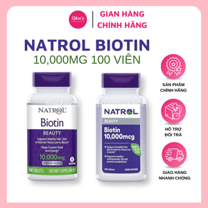 Viên uống mọc tóc Natrol Biotin 10000 mcg - 100 viên