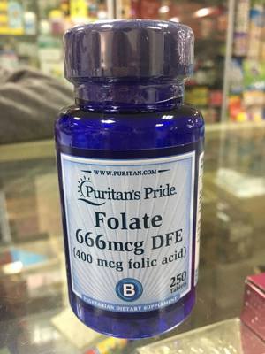 Viên uống ngăn ngừa thiếu máu Puritan's Pride Folic Acid 400mg 250 viên