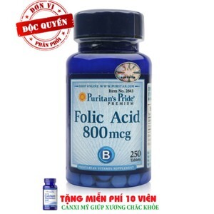 Viên uống ngăn ngừa thiếu máu Puritan's Pride Folic Acid 800mg 250 viên