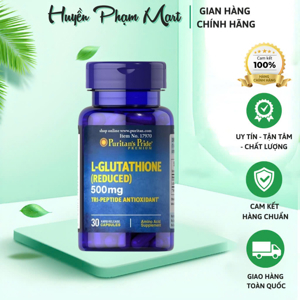 Viên uống tăng cường hệ miễn dịch Puritan's Pride Premium L-Glutathione 500mg 30 viên