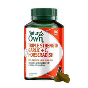 Viên uống tăng miễn dịch, chống cảm lạnh Nature’s Own Triple Strength Garlic C Horseradish 100 viên