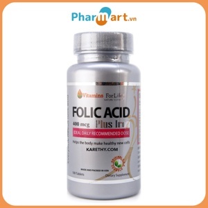 Viên uống tạo máu Folic Acid Vitamins For Life hộp 100 viên