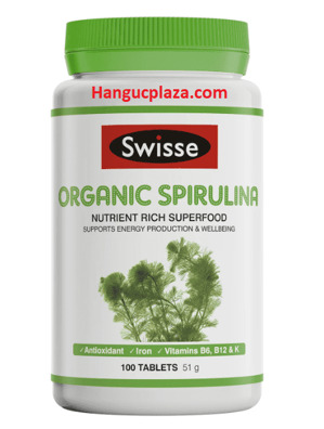 Viên uống tảo xoắn Úc Swisse Organic Spirulina 100 viên