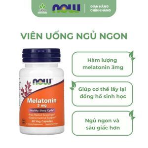 Vitamin giảm stress, mất ngủ của Mỹ Melatonin Now Foods - 3mg, 60 viên