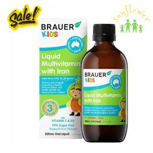 Vitamin tổng hợp Brauer Kids Liquid Multivitamin with Iron