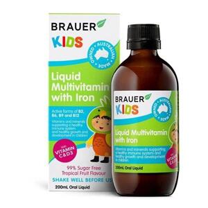 Vitamin tổng hợp Brauer Kids Liquid Multivitamin with Iron