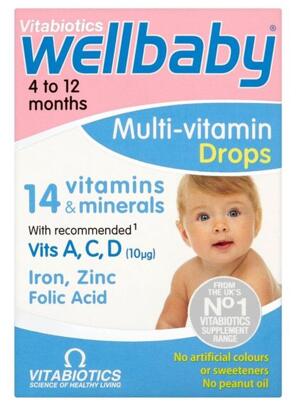 Vitamin tổng hợp dạng giọt cho bé từ 4-12 tháng Wellbaby Drops