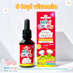 Vitamin tổng hợp dạng siro cho bé biếng ăn Natures Aid Mini Drops Multivitamin - 50ml