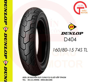 Vỏ Xe Máy Dunlop 160/80-15 M/C 74S D404 TT cho Honda SHADOW